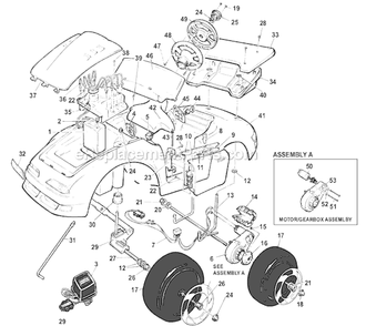 Page A Diagram and Parts List for 73241-84620  Power Wheels Ride-On Cars
